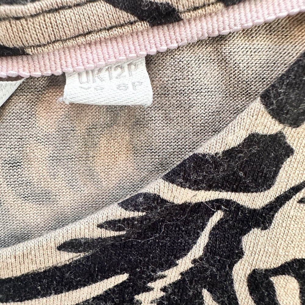 BODEN Crew Neck Jersey Knit Midi Dress Floral Abstract Garden Black Tan Size 8 P - Picture 13 of 16